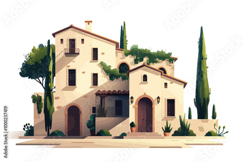 Mediterranean House isolated illustration