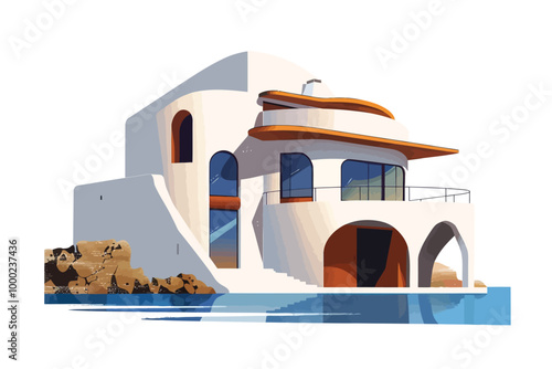 Mediterranean House isolated illustration