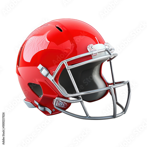 Red football helmet isolated on transparent background. photo