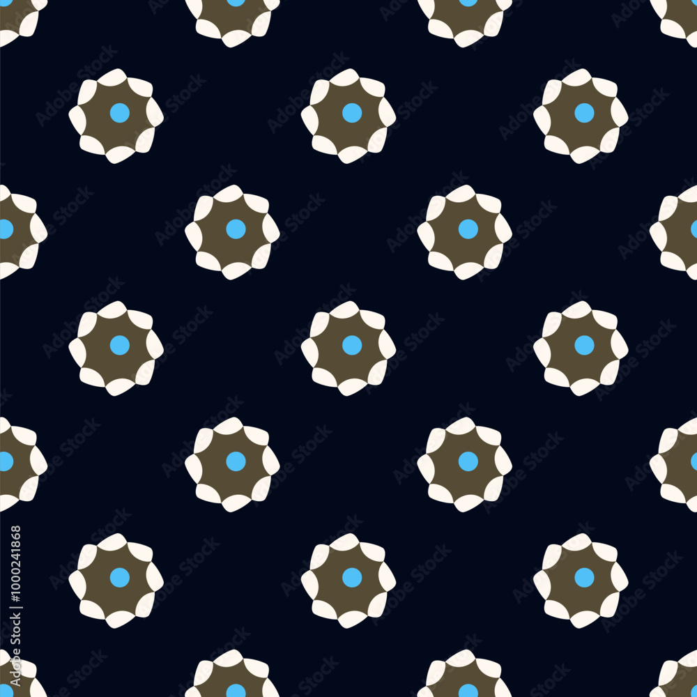 Abstract small white flowers pattern round shapes motif continuous classic blue background. Modern decoration ditsy floral fabric design textile swatch ladies dress, men's shirt all over print block. Abstract small white flowers pattern round shapes motif continuous classic blue background. Modern decoration ditsy floral fabric design textile swatch ladies dress, men's shirt all over print block.