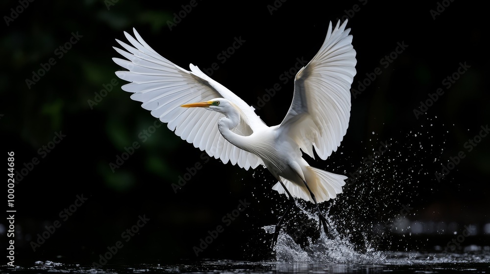 A white bird flies over a body of water, its wings outstretched and fully opened A white bird flies over a body of water, its wings outstretched and fully opened