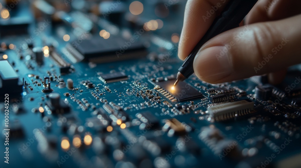 Close-up of Technician Repairing Circuit Board Close-up of Technician Repairing Circuit Board