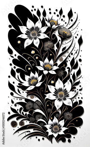 black and white floral background