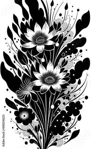 black and white floral background