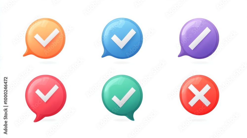 Colorful Approval and Rejection Icons Colorful Approval and Rejection Icons