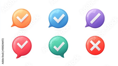 Colorful Approval and Rejection Icons