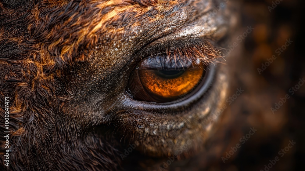 A tight shot of an animal's eyeball featuring a brown iris and intricate black pattern around the outer rim A tight shot of an animal's eyeball featuring a brown iris and intricate black pattern around the outer rim