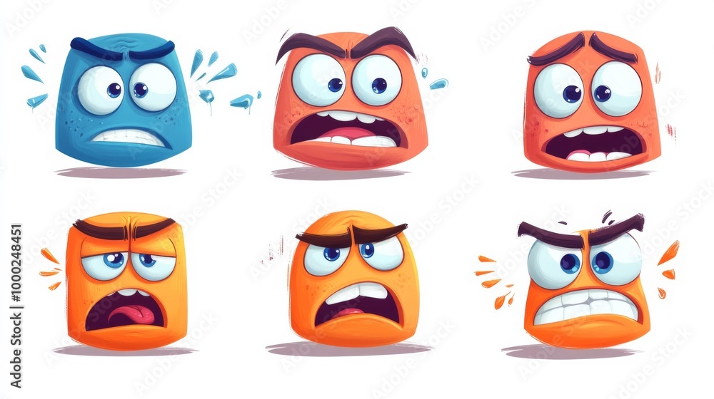Animated Cartoon Characters with Various Expressions Animated Cartoon Characters with Various Expressions