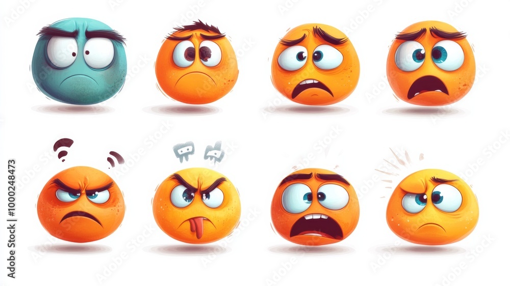 Colorful Cartoon Emoticons with Various Expressions Colorful Cartoon Emoticons with Various Expressions