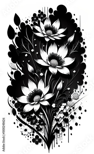 Wallpaper Mural black and white floral background Torontodigital.ca
