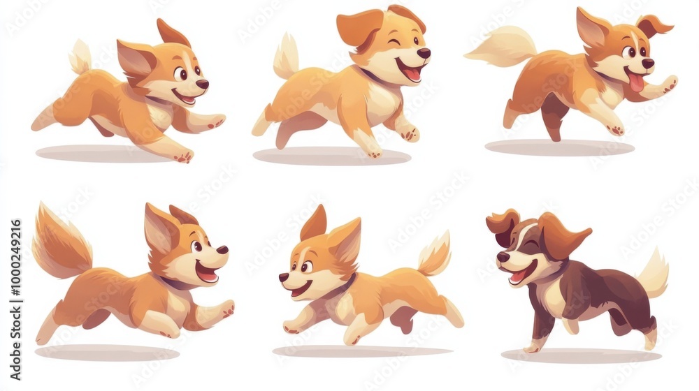 Illustration of Playful Dogs Running Illustration of Playful Dogs Running