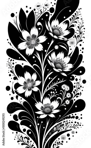black and white floral background