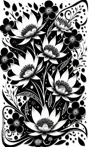 black and white floral background