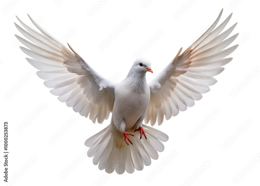 Fototapeta premium Flying pigeon bird isolated on white background. 