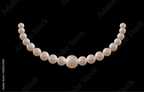 Pearl necklace. Precious white pearl beads. Vector illustration