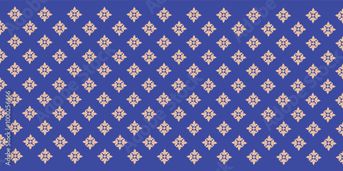 seamless pattern with blue flowers