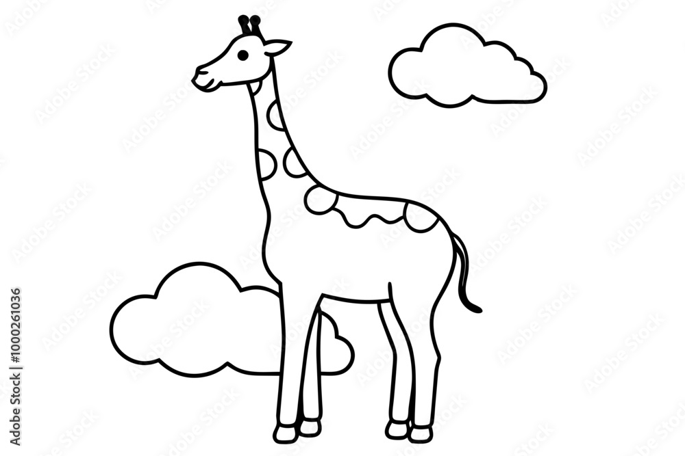 A giraffe vector line art logo icon illustration. A giraffe vector line art logo icon illustration.