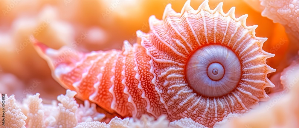 A tight shot of an orange-white sea anemone against a coral backdrop, surrounded by additional corals A tight shot of an orange-white sea anemone against a coral backdrop, surrounded by additional corals