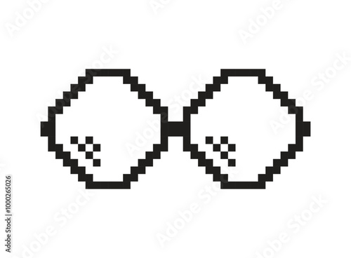 Pixel sunglasses icon in flat style. Glasses vector illustration on isolated background. Funny accessory sign business concept.