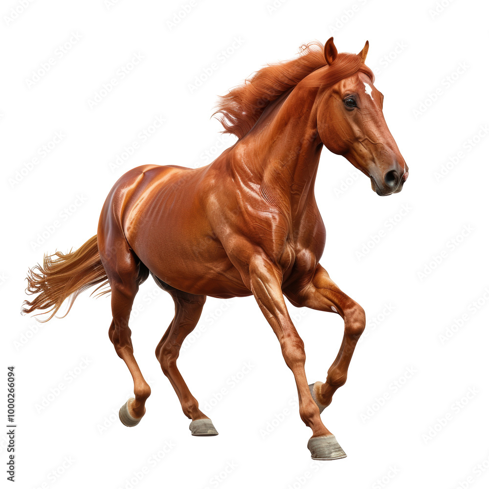 Galloping Horse in Dynamic 3D Illustration Isolate on a White Background Transparent Background Galloping Horse in Dynamic 3D Illustration Isolate on a White Background Transparent Background