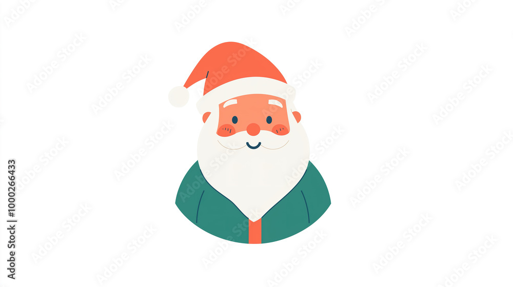 Santa Claus depicted with clean, bold outlines and a vibrant green and white color scheme, designed for a modern and festive holiday illustration Santa Claus depicted with clean, bold outlines and a vibrant green and white color scheme, designed for a modern and festive holiday illustration