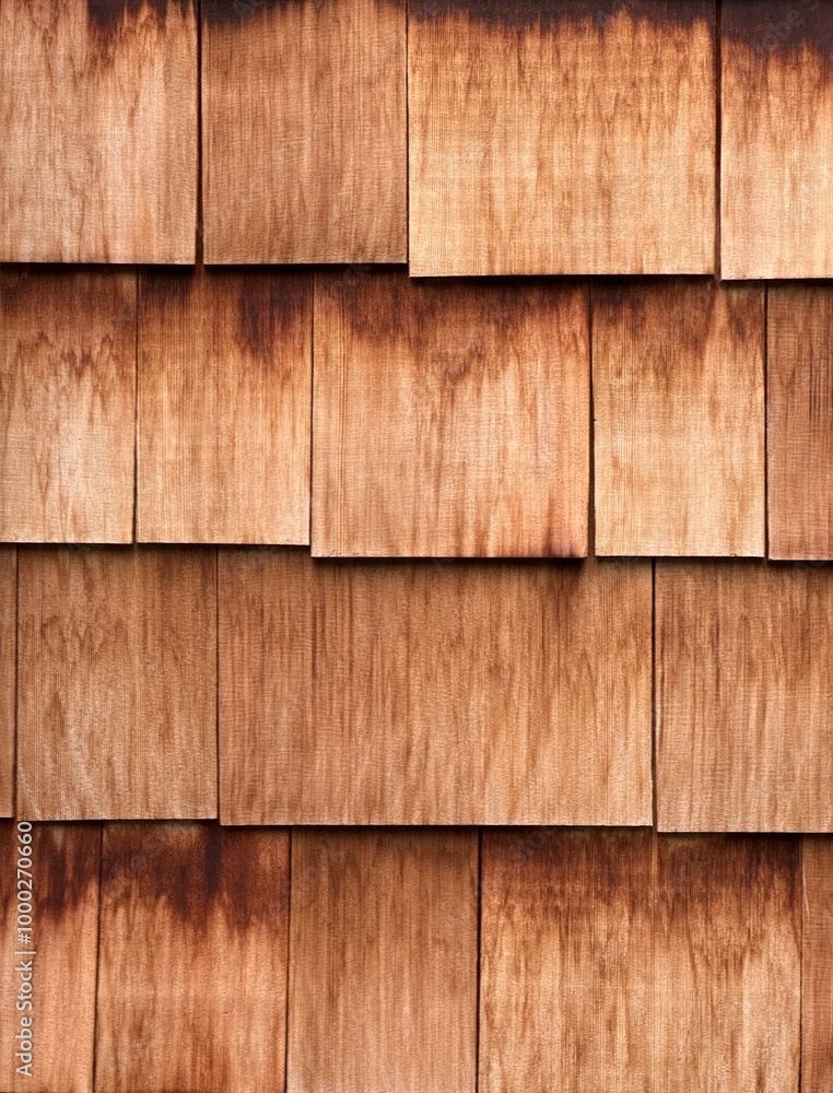 Overlapping Wood Shingles on Exterior Wall Overlapping Wood Shingles on Exterior Wall