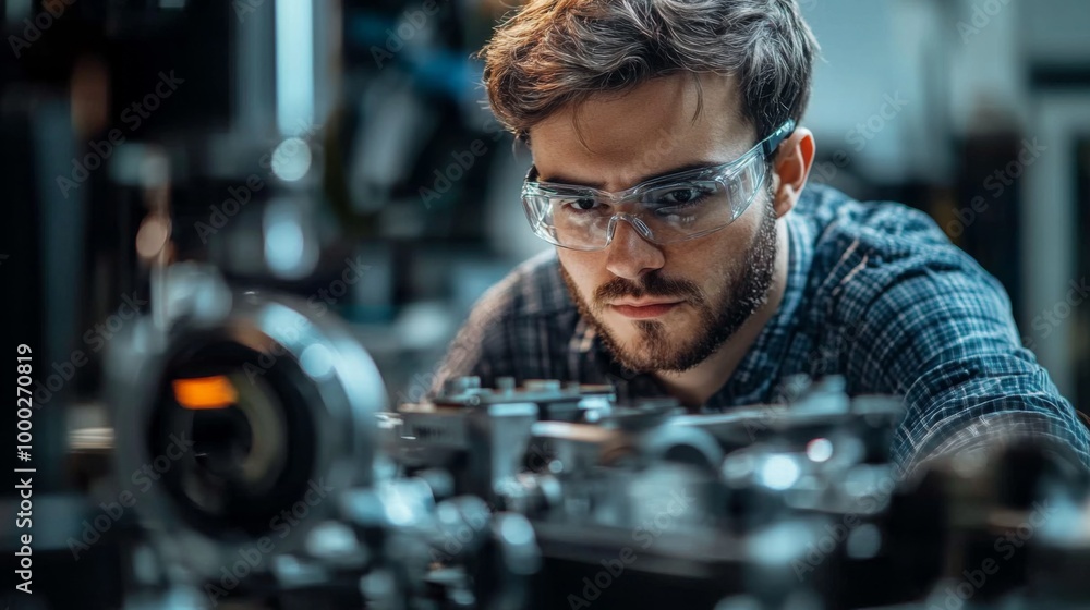 Focused Engineer Working on Machinery Focused Engineer Working on Machinery