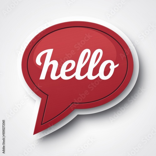 Red Speech Bubble with 'Hello' Text Design