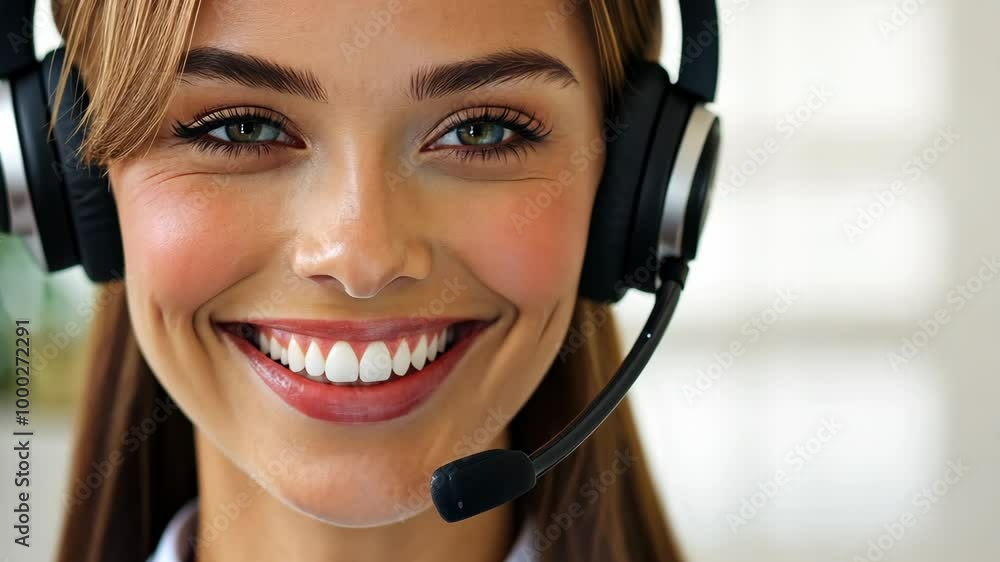 Cheerful telemarketer engaging customers while wearing a headset Cheerful telemarketer engaging customers while wearing a headset