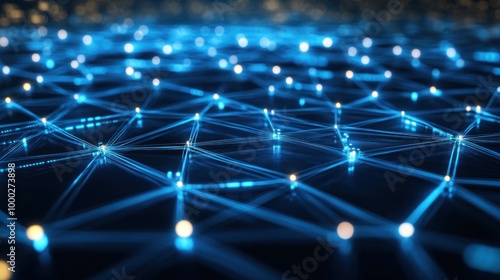 Abstract digital network with glowing lines and nodes, representing connection and communication.