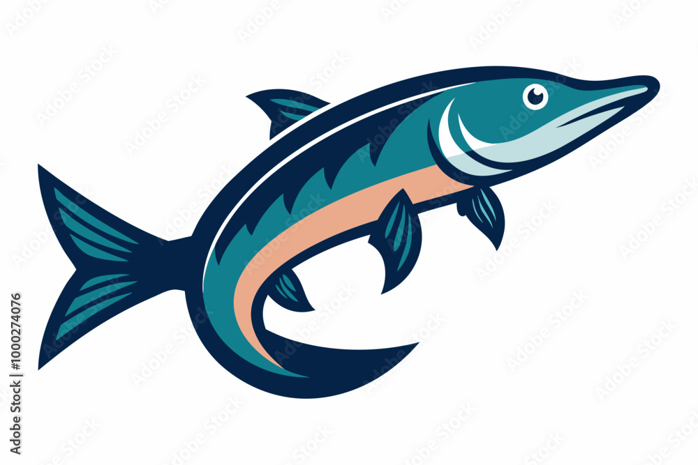 Pike fish vector design on a white background Pike fish vector design on a white background