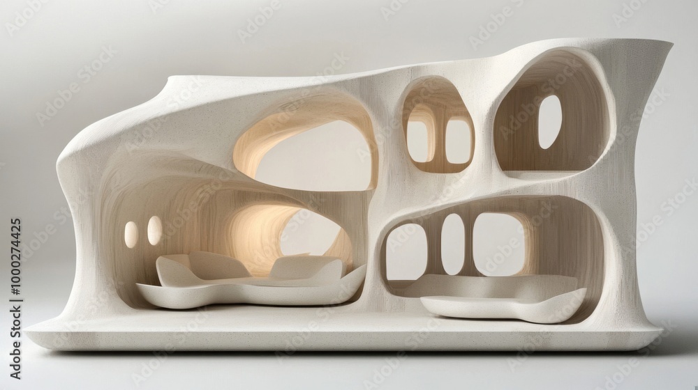 Obraz premium Innovative Interior Architecture: A Fusion of Modern Design and Organic Shapes