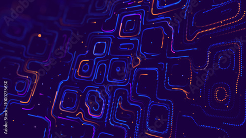 Abstract Medical Science Flowing Particles Background. Abstract Biological Mutation or Microscopic Virus Concept. Biology, Chemistry, Virology Vector Illustration.