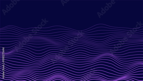 Smooth Flowing Dynamic Sound Wave Blue Technology Background. Abstract Digital EQ Equalizer. Artificial Intelligence AI Assistant Voice Recognition Sound Wave Vector Illustration.