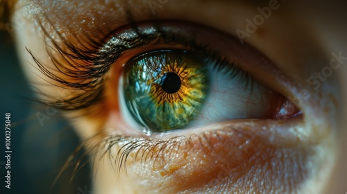 Captivating Close-Up of a Human Eye Showcasing Vibrant Iris and Textural Detail