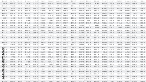 Business Spreadsheet Table with Stock Market Cryptocurrency Numbers Concept for Accounting, Budget, Profit, Tax And Financial Review. Vector Illustration.