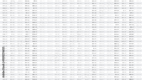 Business Spreadsheet Table with Stock Market Cryptocurrency Numbers Concept for Accounting, Budget, Profit, Tax And Financial Review. Vector Illustration.