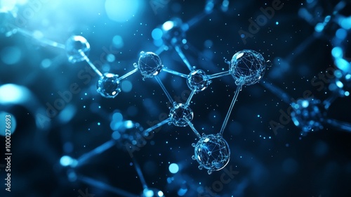 A futuristic design featuring molecules connected in a network, representing advanced technology. The background is blank, ready for your own creative elements.