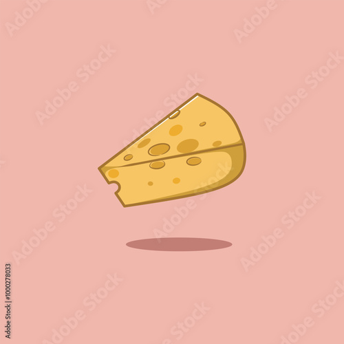 Slice cheese cartoon vector illustration food object icon pink background