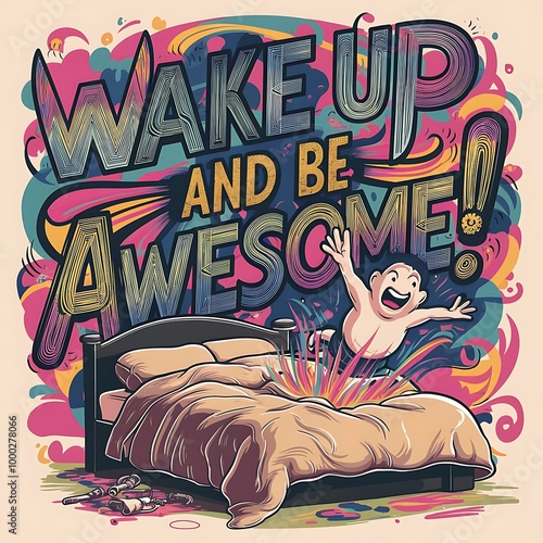 Wake Up and Be Awesome T-shirt Design Motivational Quote, Illustartion,Typography,Banner,Poster