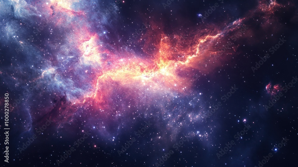 Cosmic Nebula with Vivid Colors and Stars Cosmic Nebula with Vivid Colors and Stars
