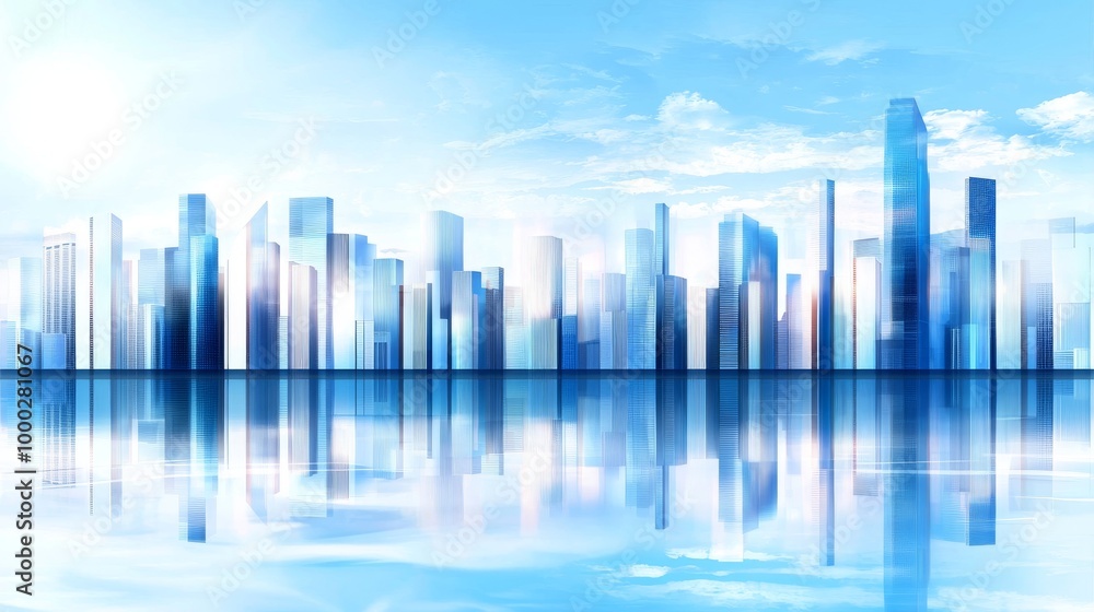 Buildings on a white background, abstract city network connections Buildings on a white background, abstract city network connections