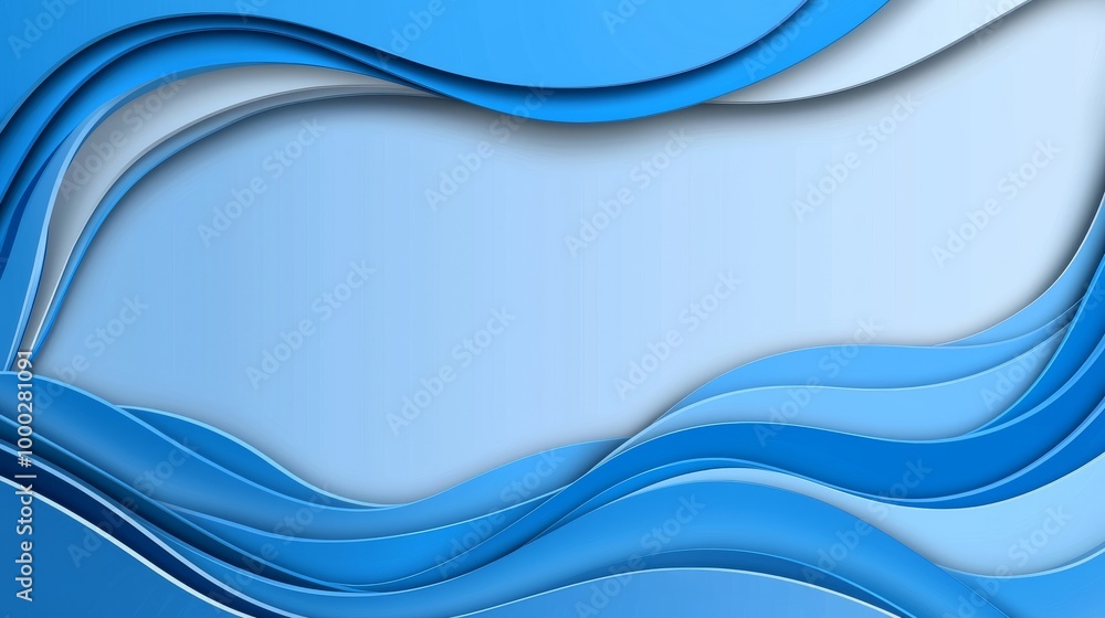 Obraz premium Fashion wallpaper with wavy layers, blue abstract background, folded ribbons macro, 3D rendering