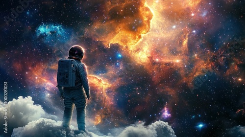 Astronaut Contemplating a Cosmic Landscape