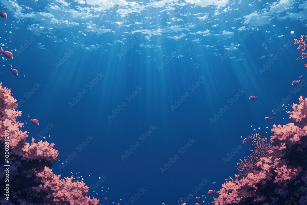 Fototapeta premium Underwater Scene with Coral Reefs and Fish