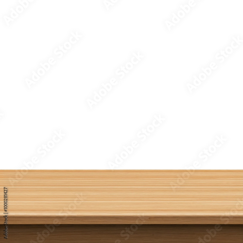 Empty wooden table top isolated, desk mockup, product display stand