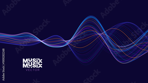Smooth Flowing Dynamic Sound Wave Blue Technology Background. Abstract Digital EQ Equalizer. Artificial Intelligence AI Assistant Voice Recognition Sound Wave Vector Illustration.