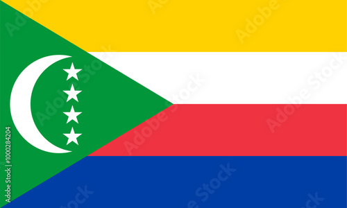 Flag of the Union of the Comoros. Accurate proportion and official colors.