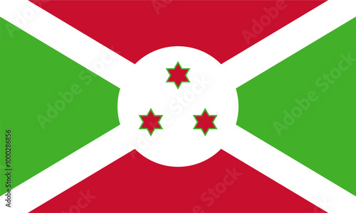 Flag of Burundi. Accurate proportion and official colors.
