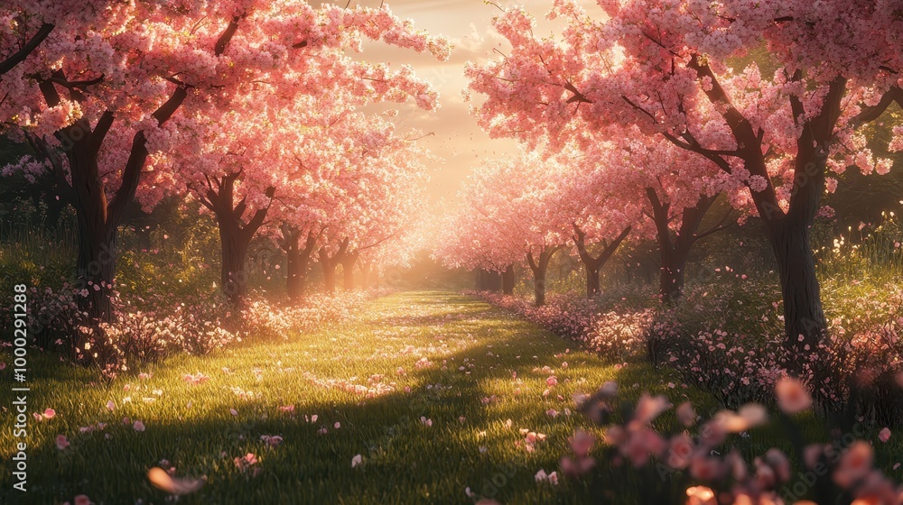 Naklejka premium Ilustration sunset in the forest